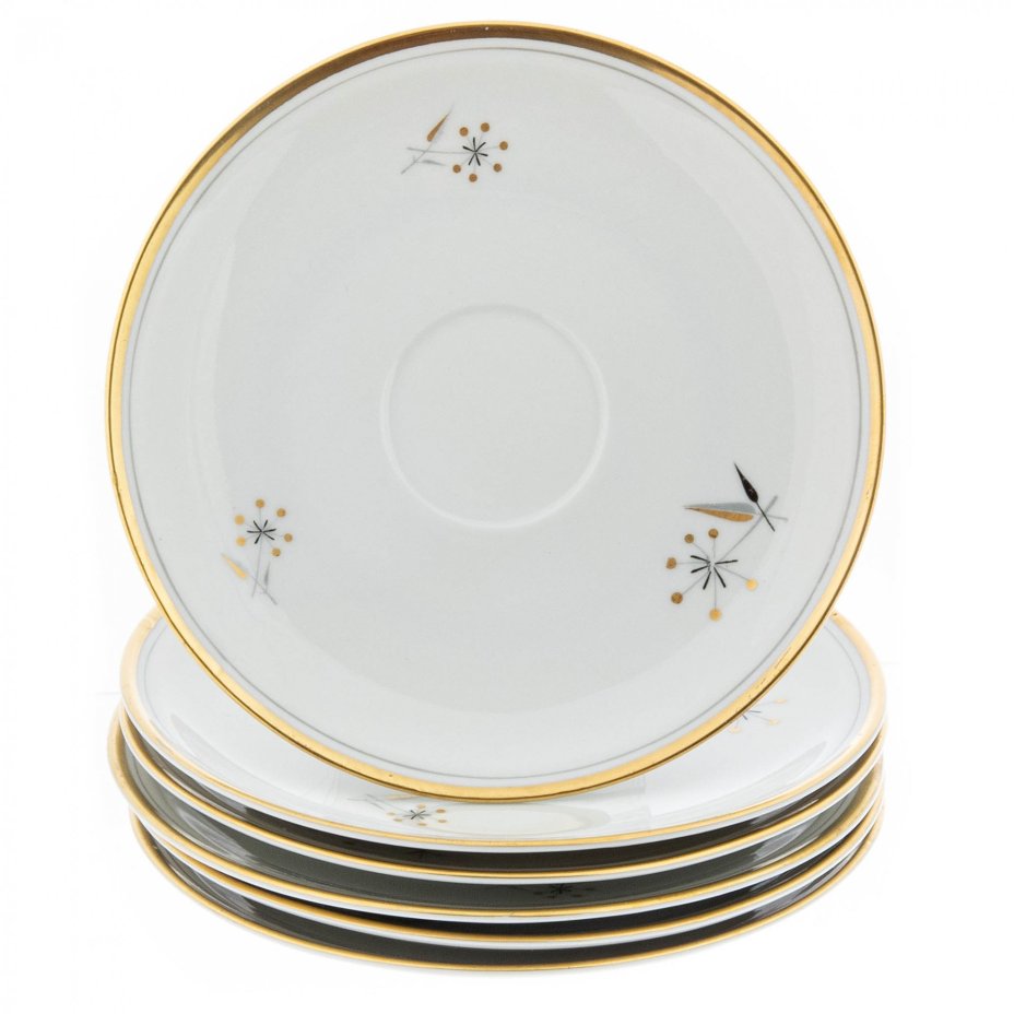 Сервиз чайный на 6 персон (21 предмет), фарфор, деколь, золочение, "Weisswasser porcelain works", Германия, 1957-1990 гг.