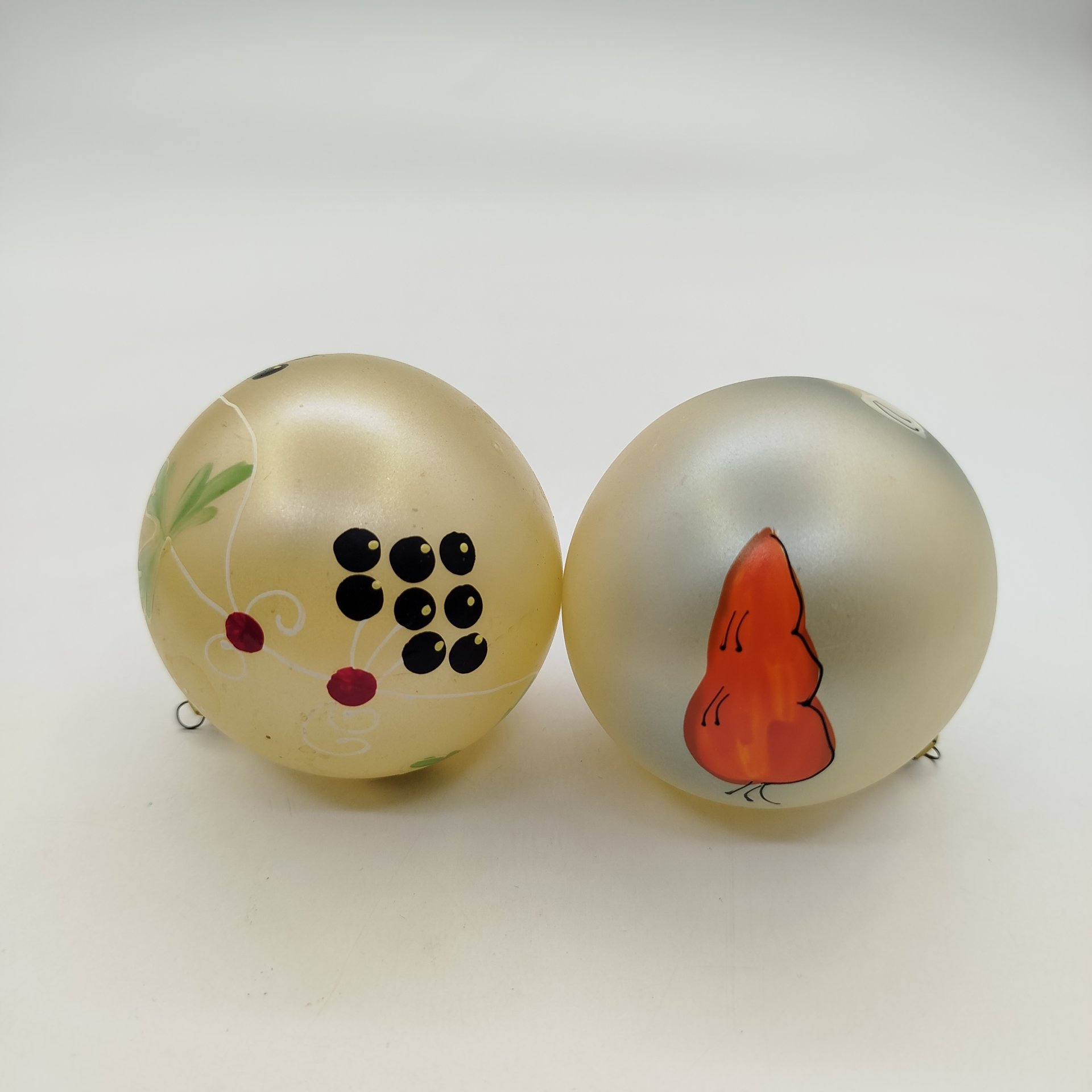 Набор из двух елочных игрушек, стекло, роспись, СССР, 1970-1990 гг.