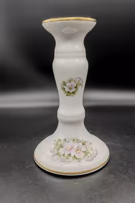 Подсвечник с цветочным декором, фарфор, деколь, золочение, Limoges, Франция, 1980-2000 гг., Limoges