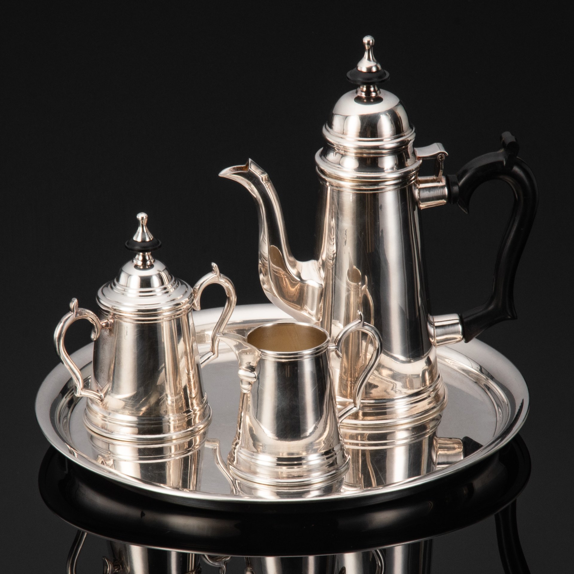 Набор кофейный на подносе (кофейник, сахарница, молочник), металл, пластик, Западная Европа, 1970-1990 гг.