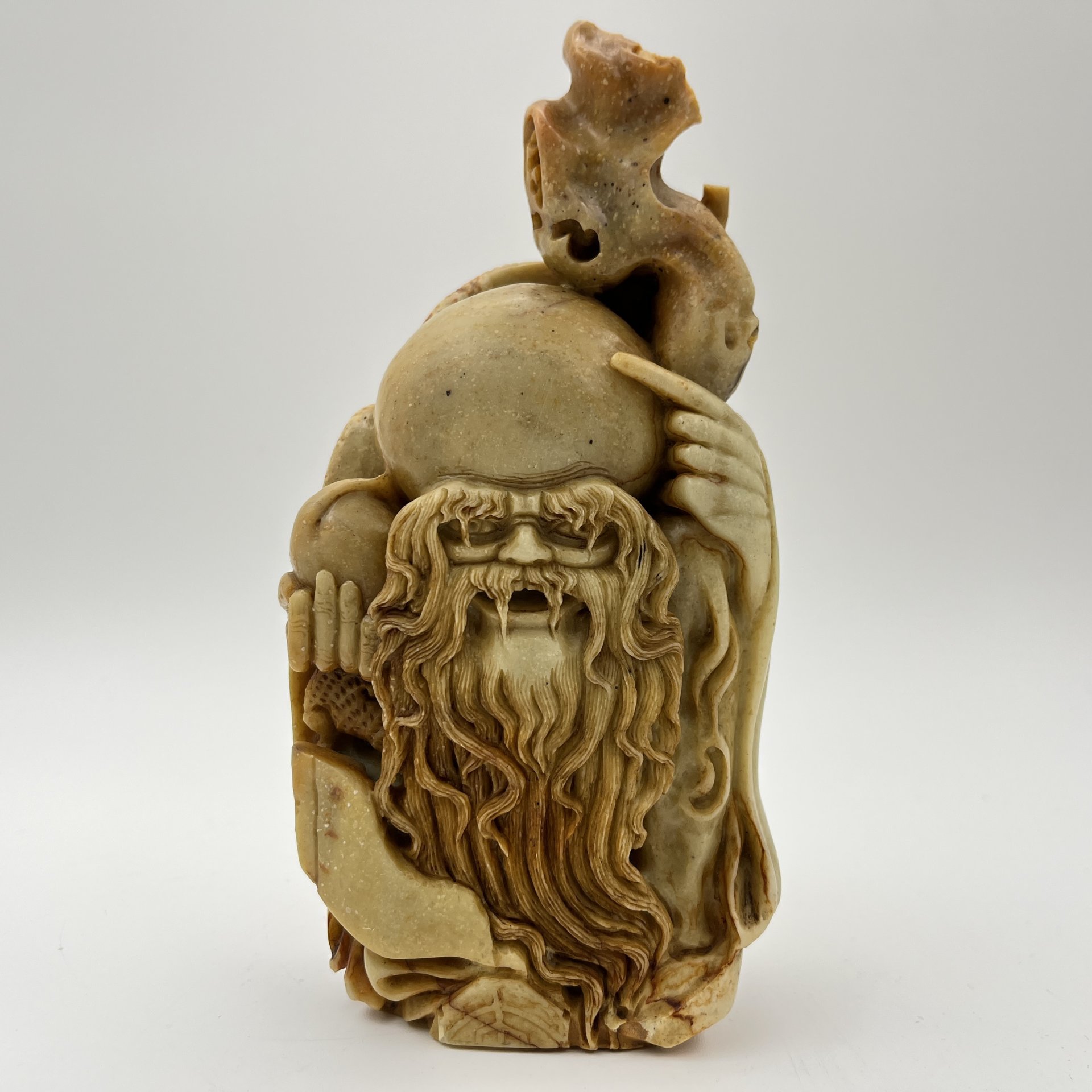 Статуэтка "Шоу-син" (божество долголетия), поделочный камень, резьба, Китай, 1950-1970 гг.