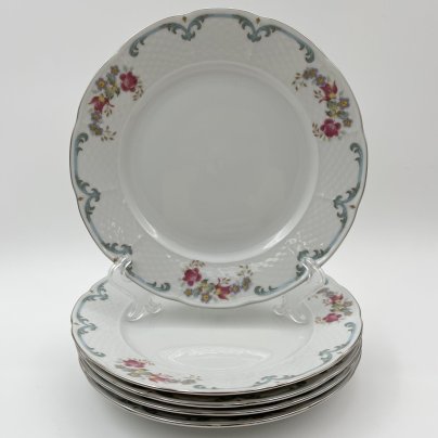 Набор десертных тарелок с цветочным декором на 5 персон, фарфор, деколь, Thun (Тун), Чехия, 2000-2020 гг.