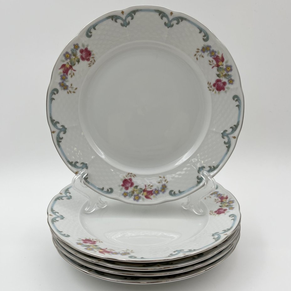 Набор десертных тарелок с цветочным декором на 5 персон, фарфор, деколь, Thun (Тун), Чехия, 2000-2020 гг.