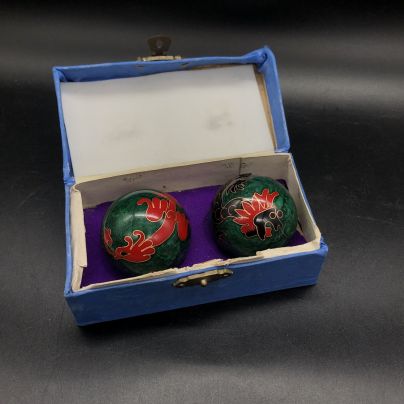 Шары музыкальные "Дракон и Феникс" в оригинальном футляре, латунь, эмаль, Китай, 1960-1980 гг.