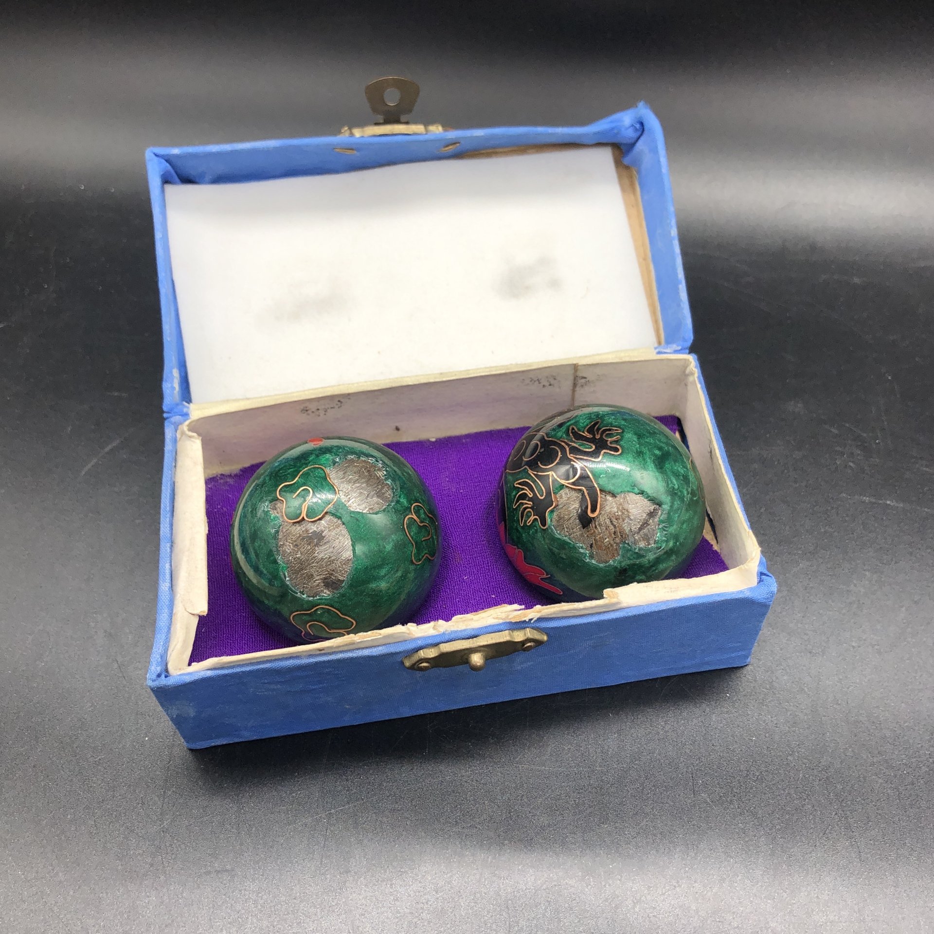 Шары музыкальные "Дракон и Феникс" в оригинальном футляре, латунь, эмаль, Китай, 1960-1980 гг.