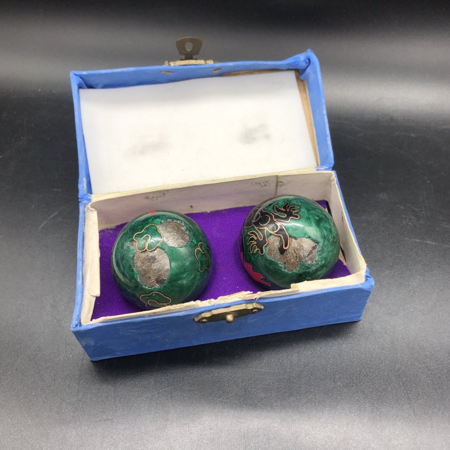 Шары музыкальные "Дракон и Феникс" в оригинальном футляре, латунь, эмаль, Китай, 1960-1980 гг.