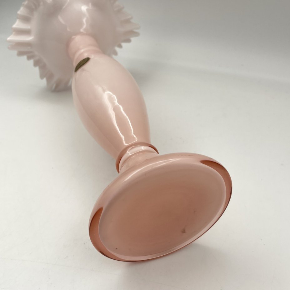 Ваза розового оттенка с фестончатым бортом, цветное стекло, Bohemia Crystal (Bohemia Glass), Чехословакия, 1970-1990 гг.