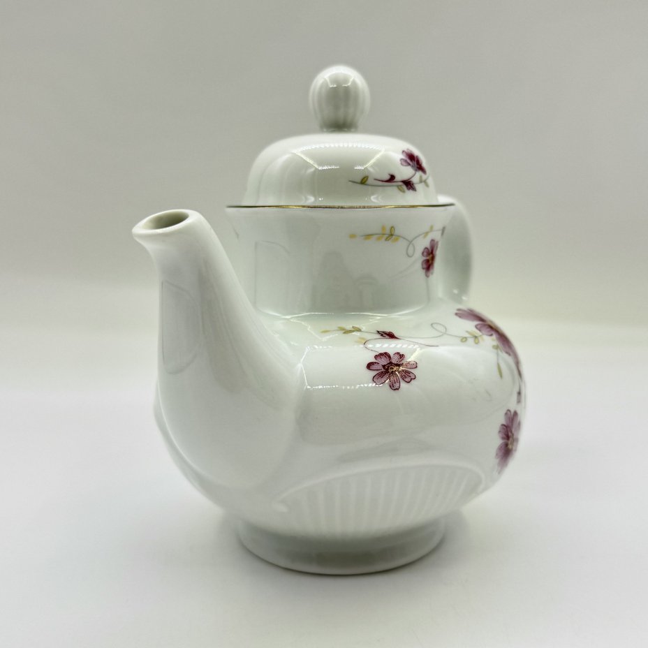 Кофейник с цветочным декором, фарфор, деколь, золочение, Colditz (Кольдиц), ГДР, 1960-1990 гг.