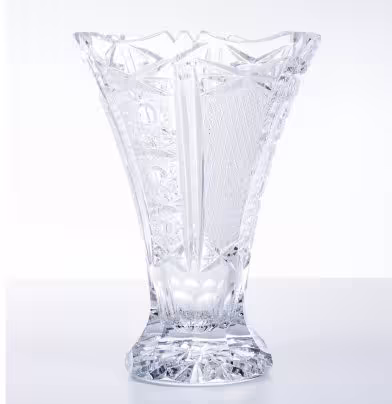 Ваза для цветов с рельефным декором, хрусталь, алмазная грань, СССР, 1970-1990 гг.