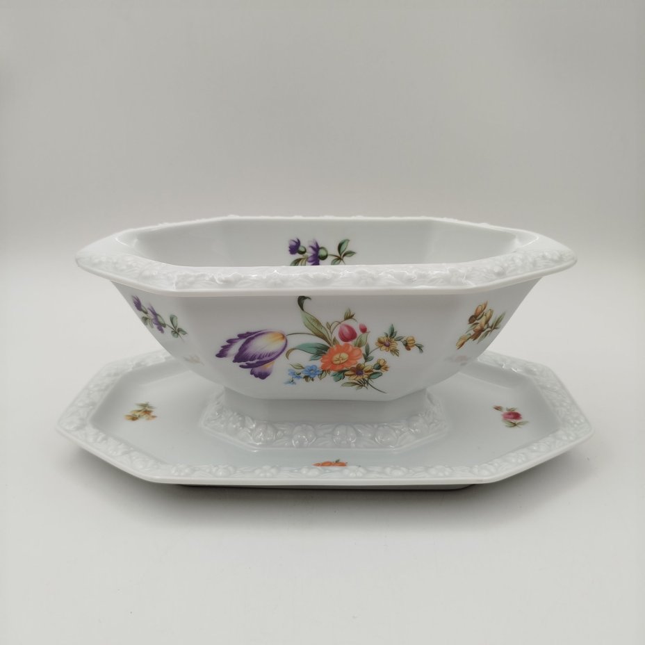 Соусник «Мейсенский букет», фарфор, деколь, Rosenthal (Розенталь), Германия, 1980-1990 гг.