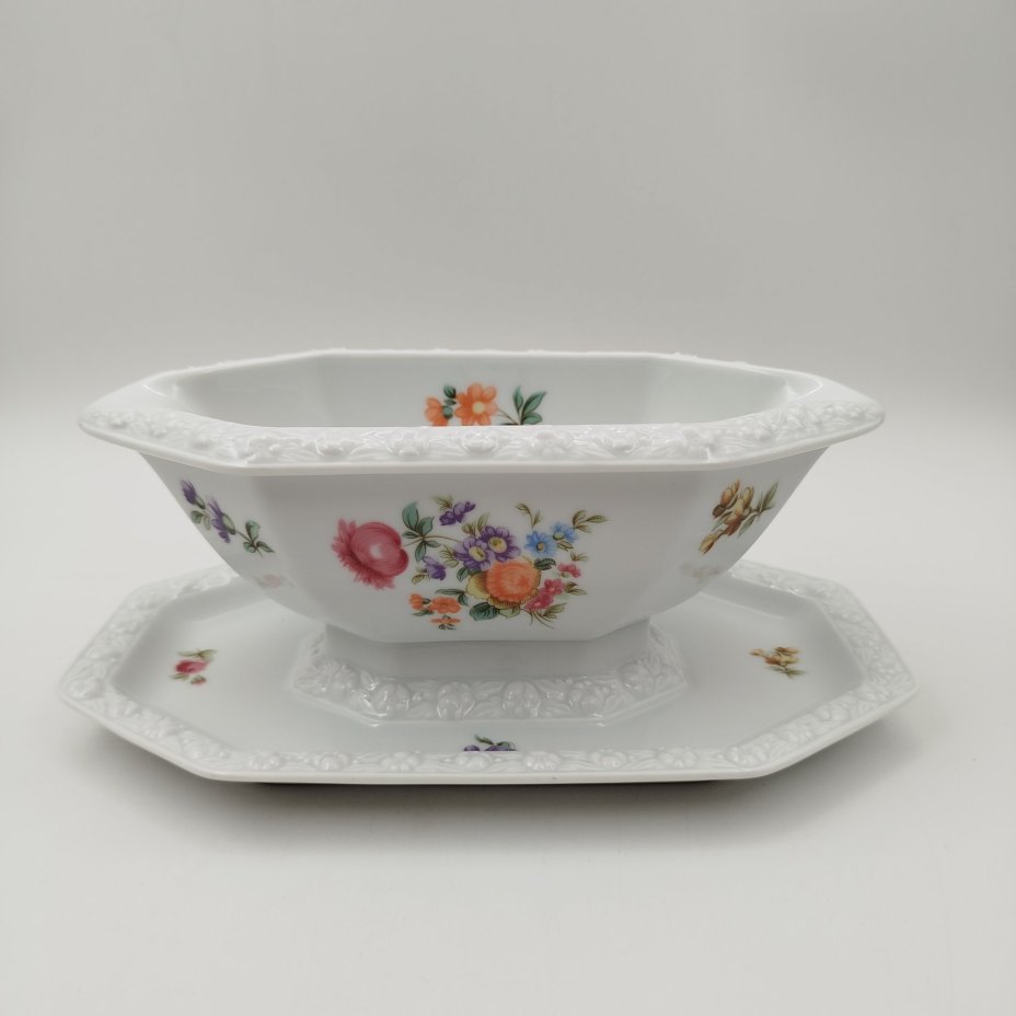 Соусник «Мейсенский букет», фарфор, деколь, Rosenthal (Розенталь), Германия, 1980-1990 гг.