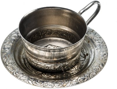 Подстаканник с блюдцем, мельхиор, СССР, 1950-1970 гг.