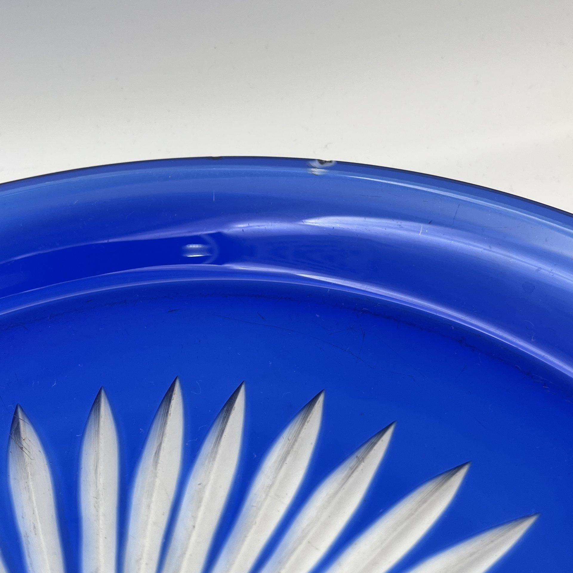 Поднос кобальтого цвета для сервировки/приборов для вина, стекло, алмазная грань, Дятьковский хрустальный завод, СССР, 1970-1990 гг.