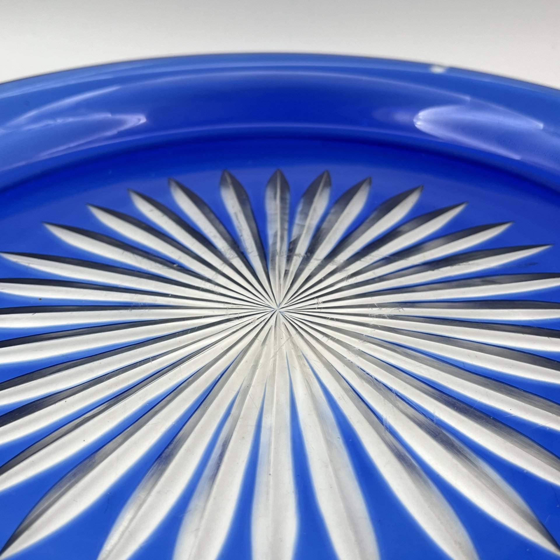 Поднос кобальтого цвета для сервировки/приборов для вина, стекло, алмазная грань, Дятьковский хрустальный завод, СССР, 1970-1990 гг.