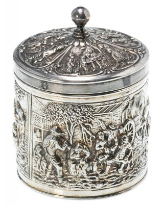 Емкость для хранения чая (чайница), мельхиор с серебрением, фабрика "Herbert Hooijkaas", Голландия, 1930-1960 гг.
