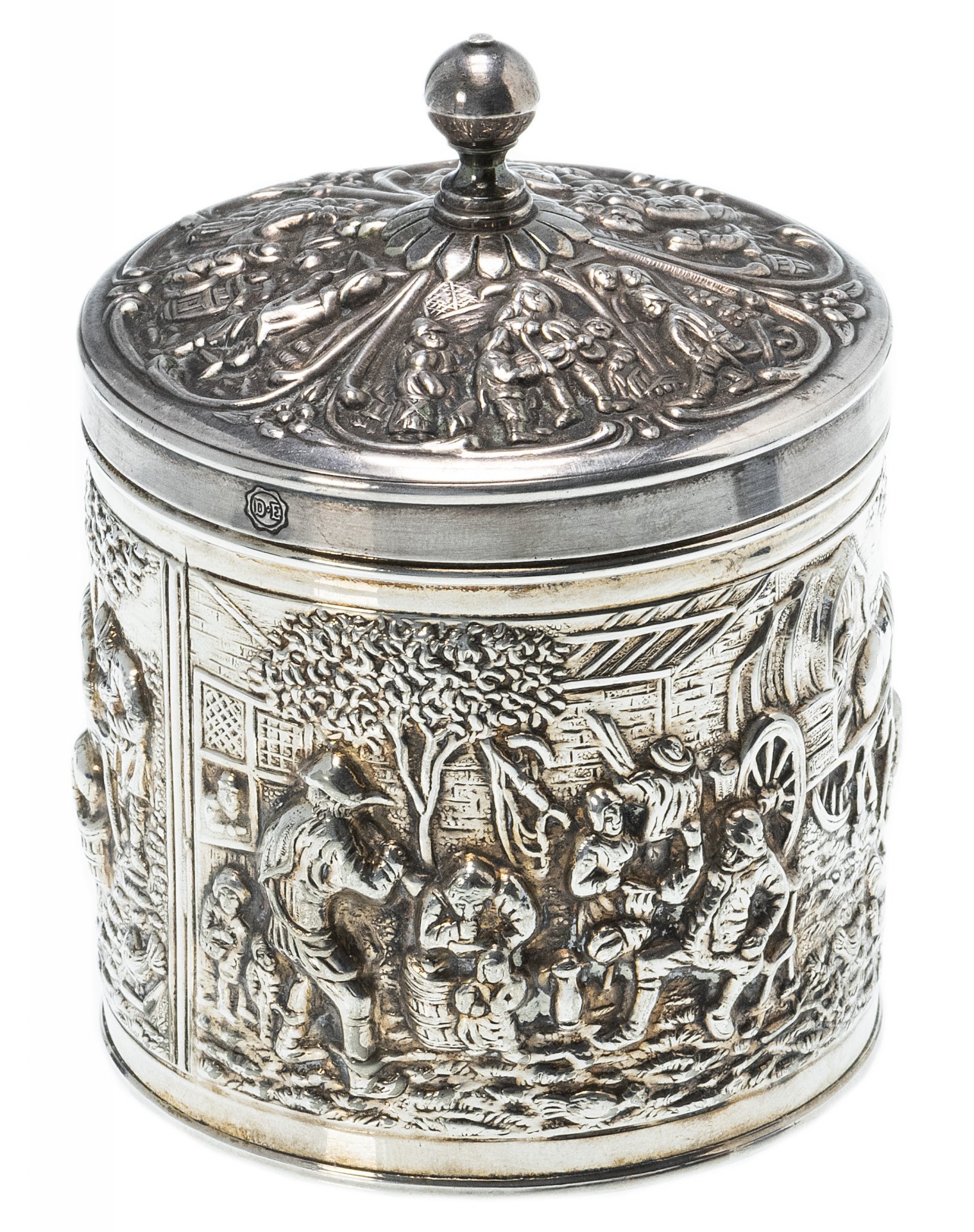 Емкость для хранения чая (чайница), мельхиор с серебрением, фабрика "Herbert Hooijkaas", Голландия, 1930-1960 гг.