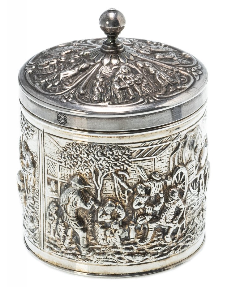 Емкость для хранения чая (чайница), мельхиор с серебрением, фабрика "Herbert Hooijkaas", Голландия, 1930-1960 гг.