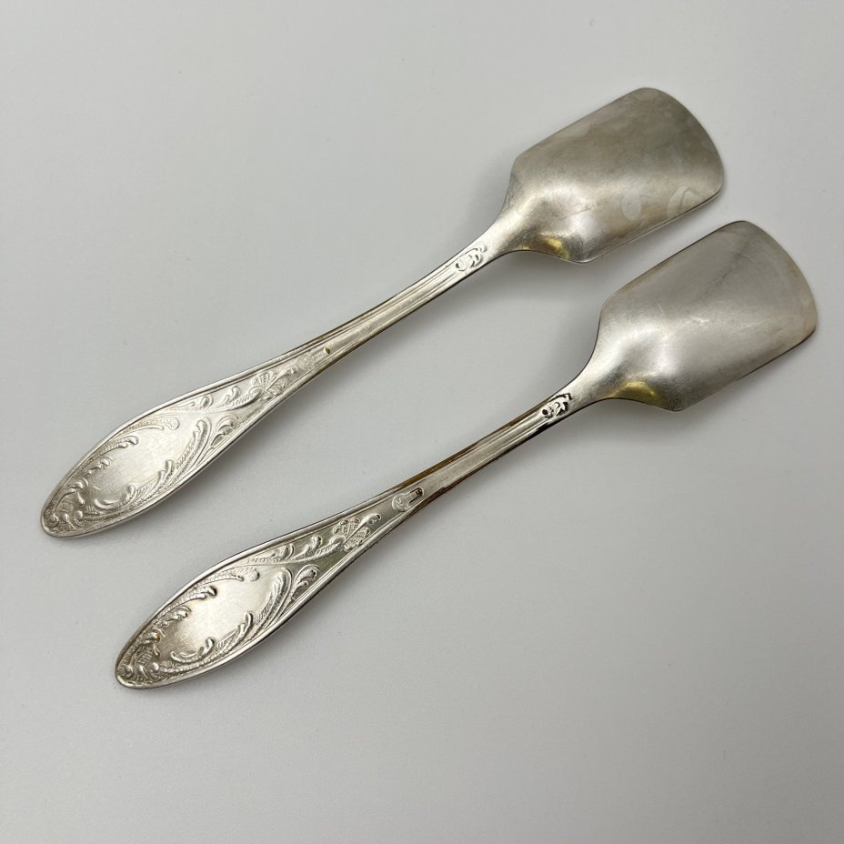 Пара лопаток для сахара "Пламя", мНЦ (медь-никель-цинк), Кольчугинский завод цветных металлов, СССР, 1960-1990 гг.