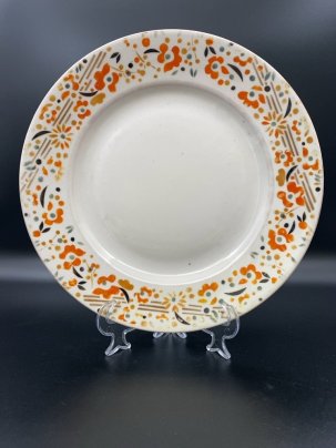 [марка ГЛАВУНИВЕРМАГ] Тарелка с цветочным декором, фарфор, Дулевский фарфоровый завод (Дулёво), СССР, 1932-1934 гг.