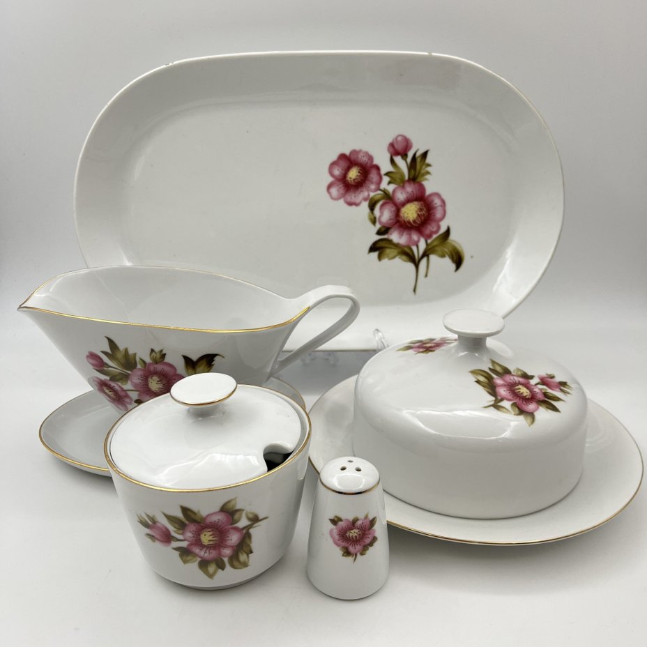 Набор сервировочный, украшенный цветочным декором (5 предметов)