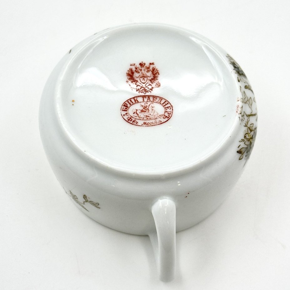 Чашка кофейная с нежным цветочным декором, фарфор, деколь, подрисовка, Фарфоровая фабрика Гарднера, Российская империя, 1870-1910 гг.