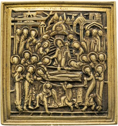 Икона "Успение Пресвятой Богородицы", бронза, литье, Российская Империя, 1850-1890 гг.