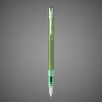 Перьевая ручка Parker Vector XL Green CT, цвет чернил blue, перо: F или M, в подарочной упаковке., Лаки и смолы: лак, металл, нержавеющая сталь, пластик, хром