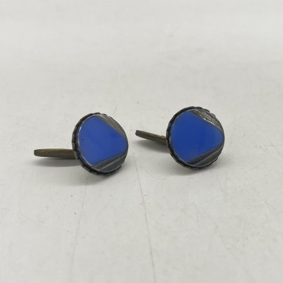 Запонки винтажные в голубом оттенке, металл, пластик, СССР, 1970-1990 гг.