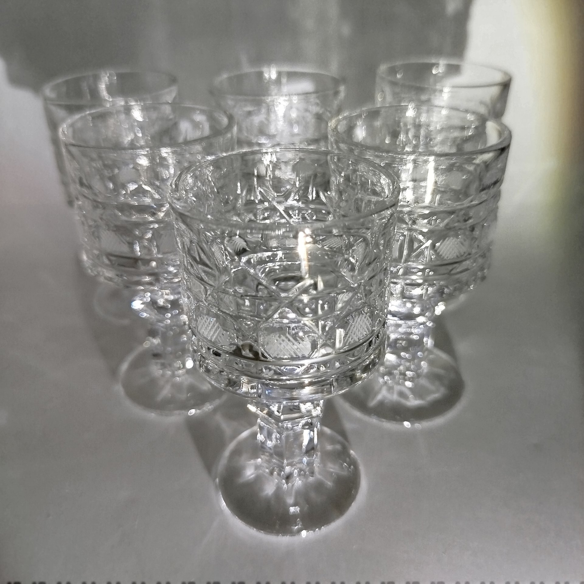 Набор для крепких напитков "Богатырь" на 6 персон (штоф и 6 рюмок), хрусталь, алмазная грань, Дятьковский хрустальный завод, Россия, 1990-2010 гг.