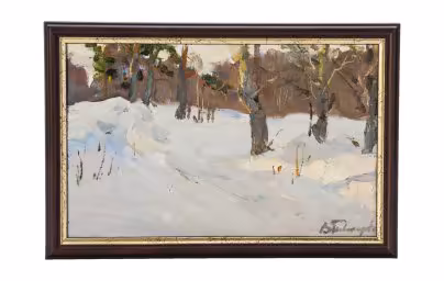 Картина "Зимний этюд" в раме, Художник Токарев В.Ф.