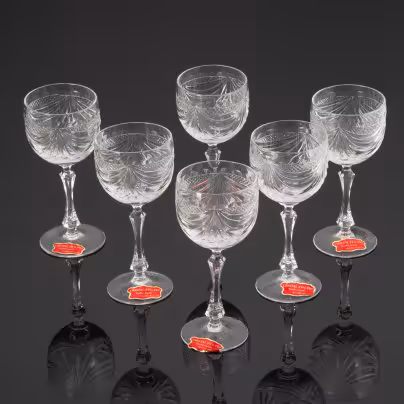 Набор фужеров (бокалов)  для вина  на 6 персон Cristal Taille main souffle bouche в коробке