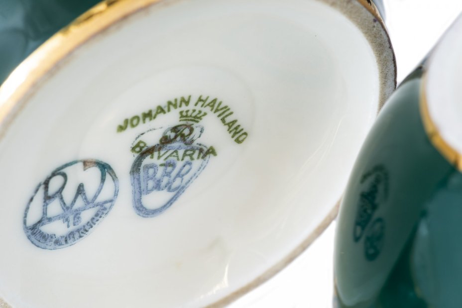 Кофейный набор из трех предметов, фарфор, золочение, мануфактура "Johann Haviland", Германия, 1950-1980 гг., Johann Haviland