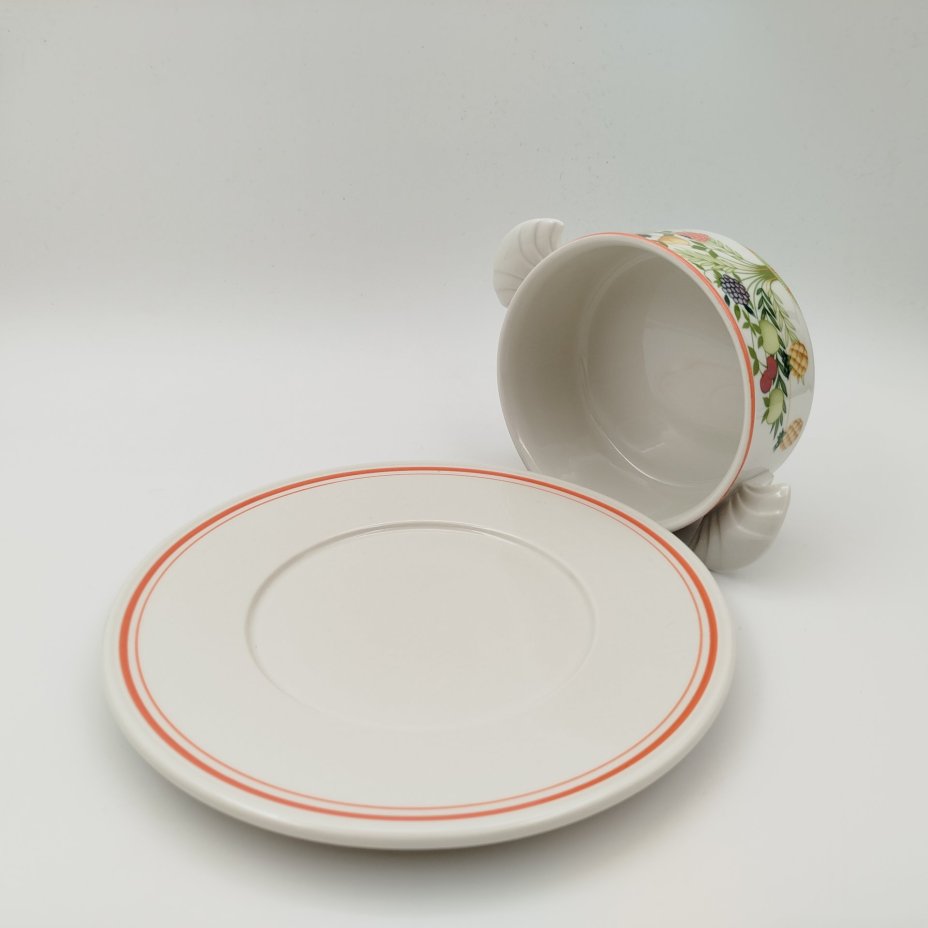 Набор для подачи бульона (бульонница),  коллекция Bon Appetit, фарфор, vitro, Villeroy & Boch, Германия, 1983-1989 гг.