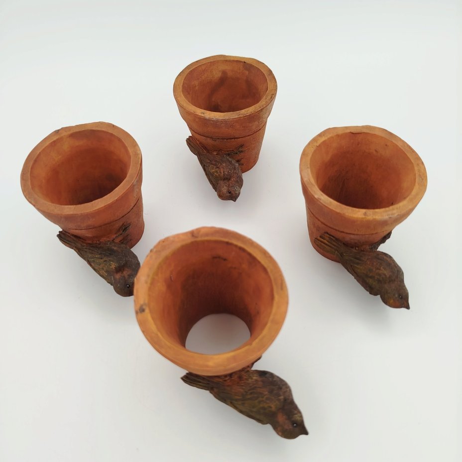 Кольца для салфеток "Птичка на цветочном горшке" (4 шт.)