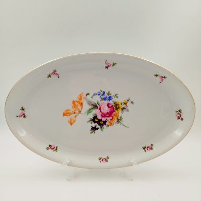 Селёдочница с цветочным декором, фарфор, деколь, золочение, Bohemia (Neurohlau), Чехословакия, 1970-1990 гг.