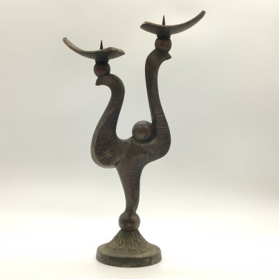 Подсвечник необычной формы на 2 свечи, металл, литье, СССР, 1970-1990 гг.