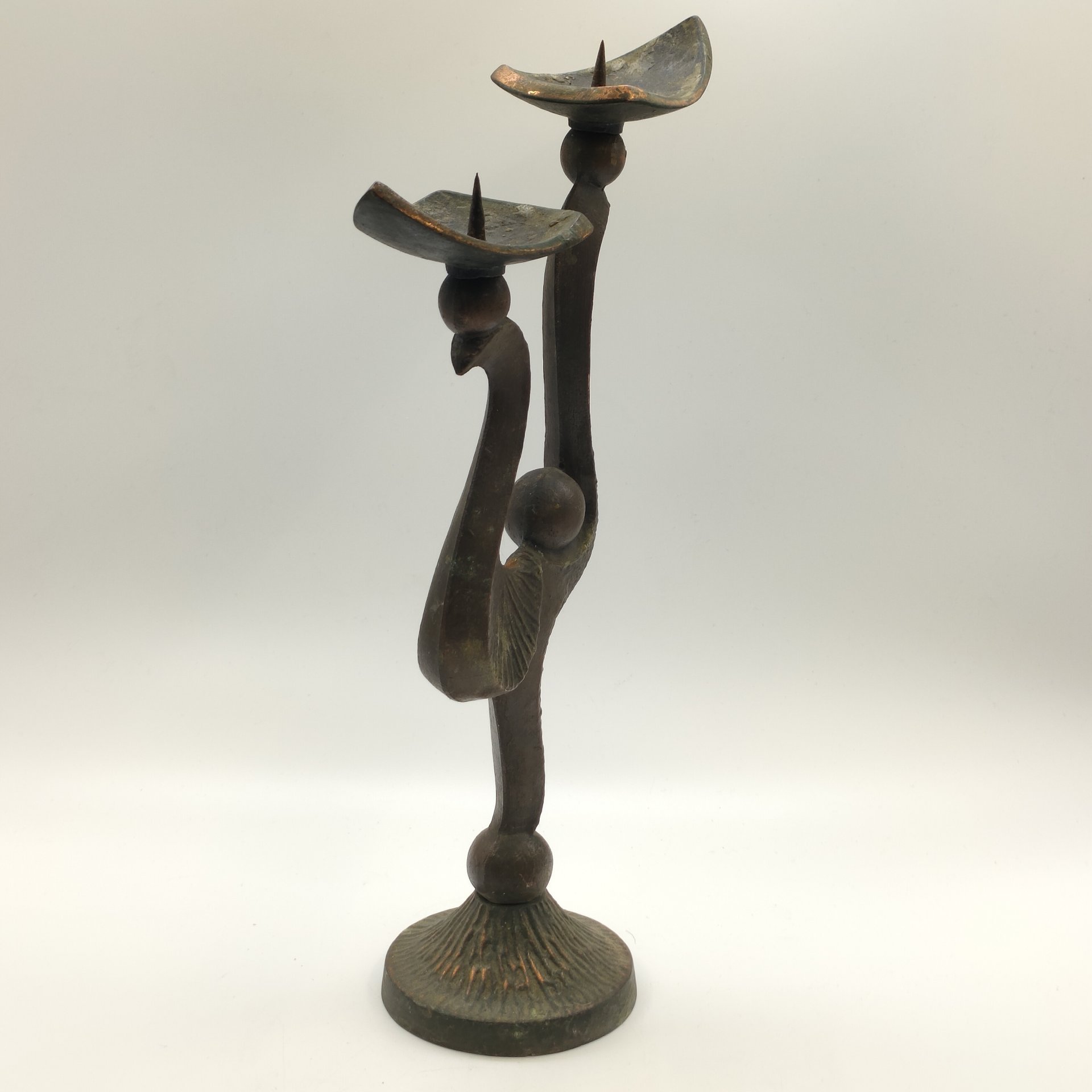 Подсвечник необычной формы на 2 свечи, металл, литье, СССР, 1970-1990 гг.