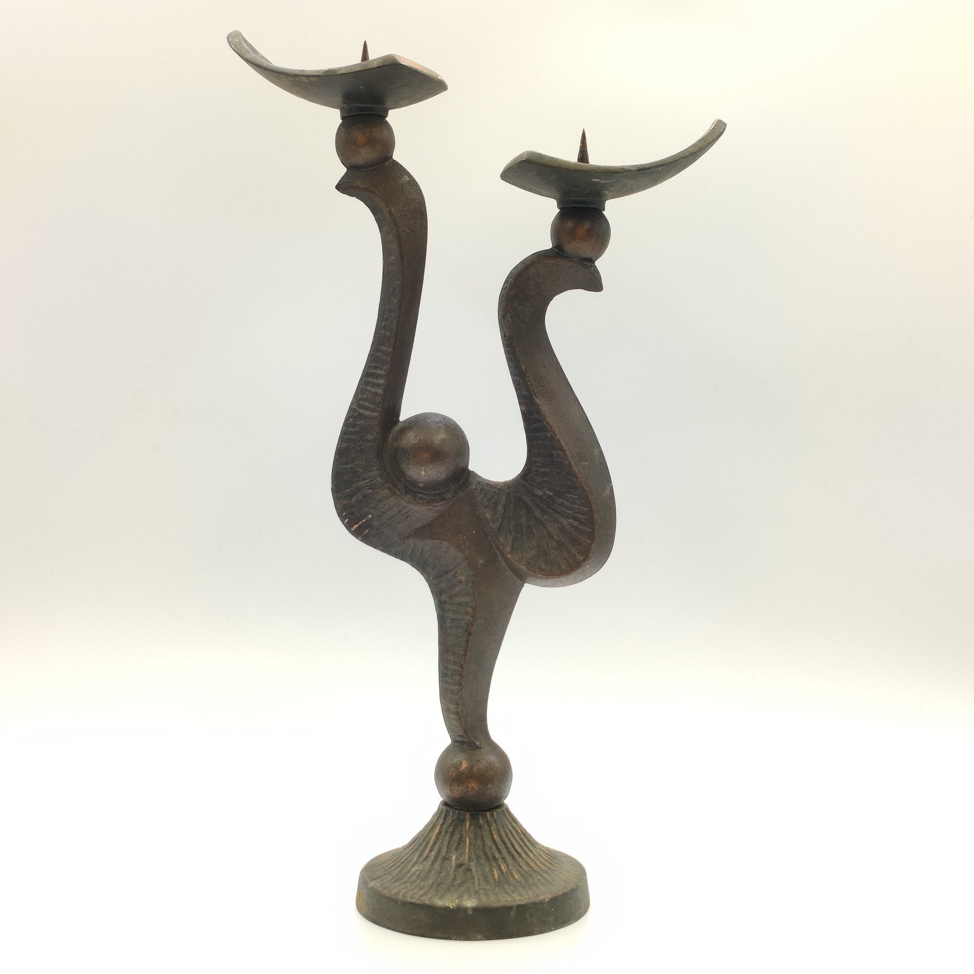 Подсвечник необычной формы на 2 свечи, металл, литье, СССР, 1970-1990 гг.