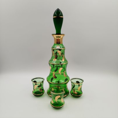 Набор для крепких напитков (штоф, 3 стопки), цветное стекло, золочение, Bohemia Crystal (Bohemia Glass), Bohemia Crystal (Bohemia Glass)