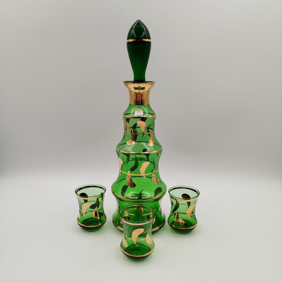 Набор для крепких напитков (штоф, 3 стопки), цветное стекло, золочение, Bohemia Crystal (Bohemia Glass), Bohemia Crystal (Bohemia Glass)