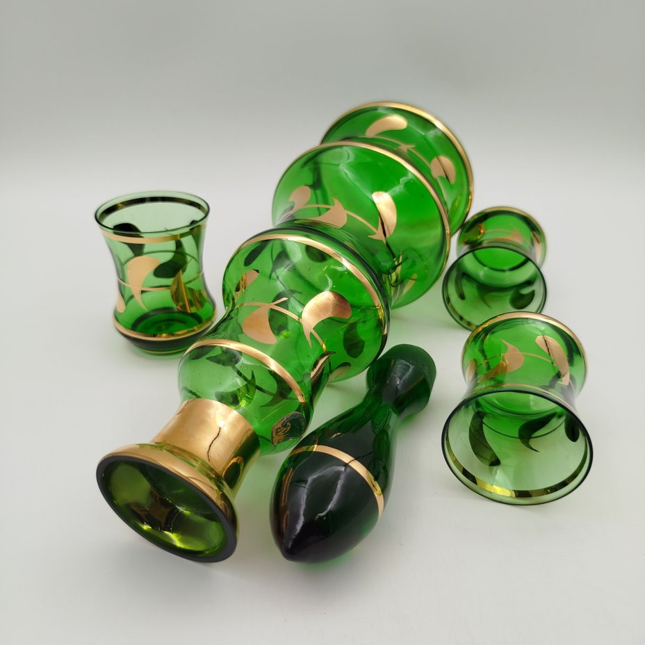 Набор для крепких напитков (штоф, 3 стопки), цветное стекло, золочение, Bohemia Crystal (Bohemia Glass), Bohemia Crystal (Bohemia Glass)