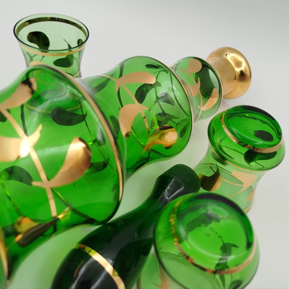 Набор для крепких напитков (штоф, 3 стопки), цветное стекло, золочение, Bohemia Crystal (Bohemia Glass), Bohemia Crystal (Bohemia Glass)