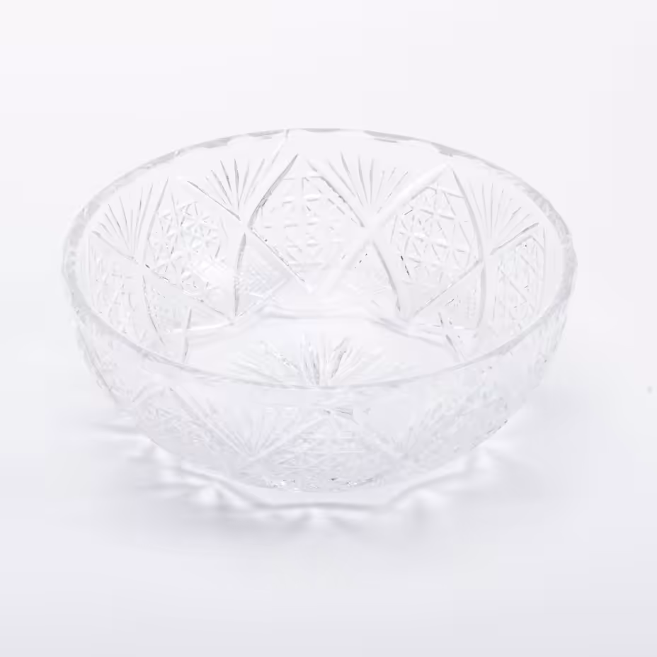 Ваза (фруктовница) с рельефным декором, хрусталь, СССР, 1970-1990 гг.