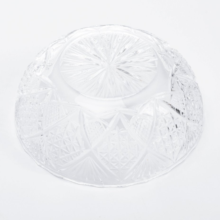 Ваза (фруктовница) с рельефным декором, хрусталь, СССР, 1970-1990 гг.