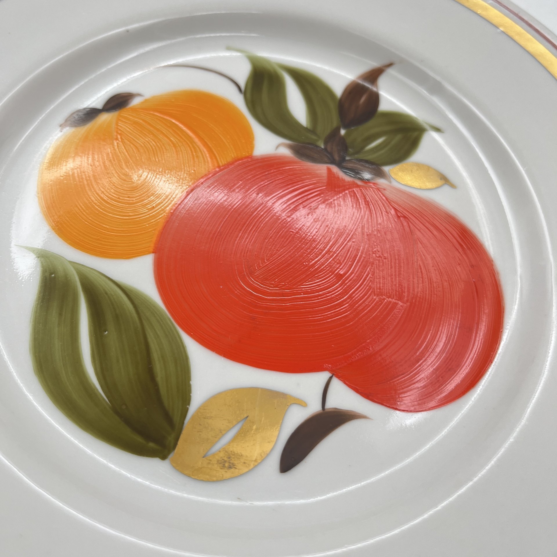 Чайное трио "Яблоки", фарфор, роспись, золочение, Краснодарский фарфорово-фаянсовый завод «Чайка», СССР, 1960-1992 гг.