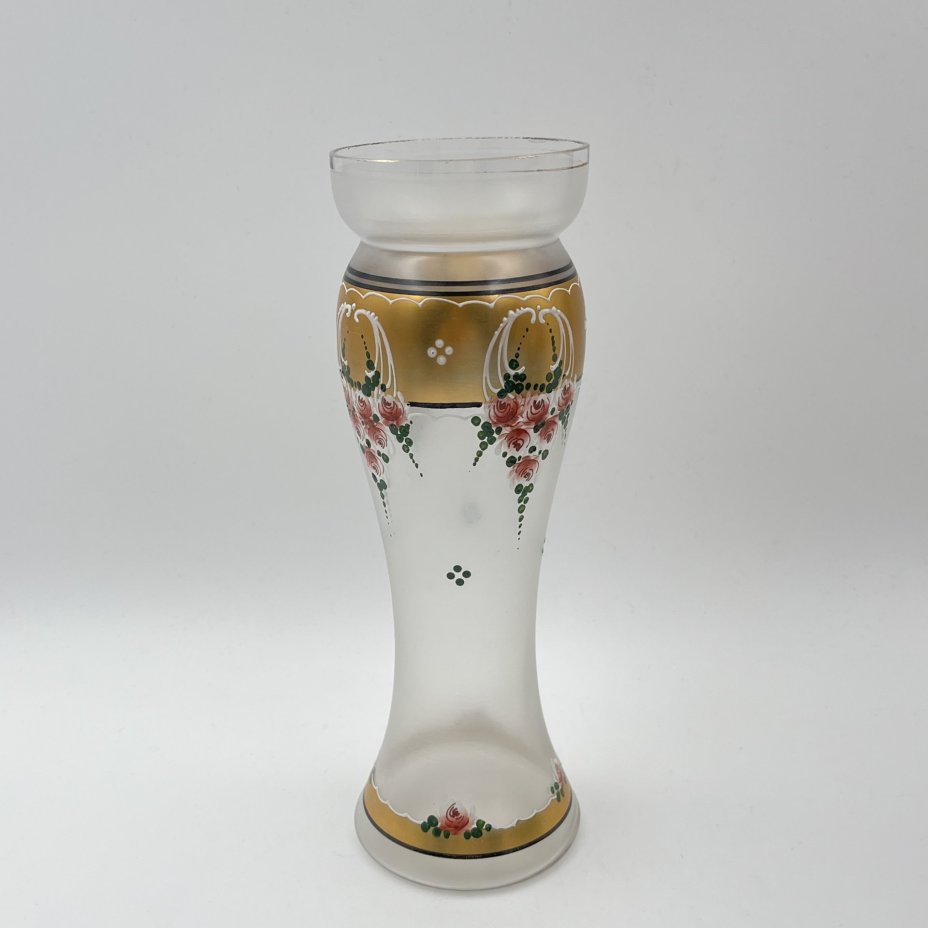 Ваза в стиле модерн с цветочным декором, стекло, матовое, золочение, Западная Европа, 1960-1980 гг.