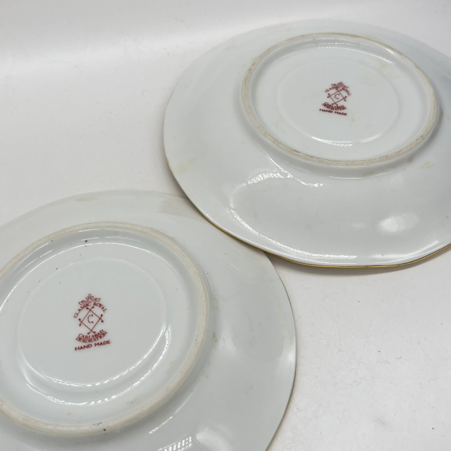 Набор из 2 блюдец и молочника с цветочным декором, фарфор, деколь, крытье, золочение, Carlsbad, Чехия, 1993-2010 гг.