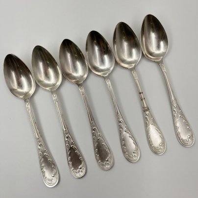 Набор столовых ложек "Пламя" (6 шт.), мНЦ (медь-никель-цинк), Кольчугинский завод цветных металлов, СССР, 1960-1990 гг.