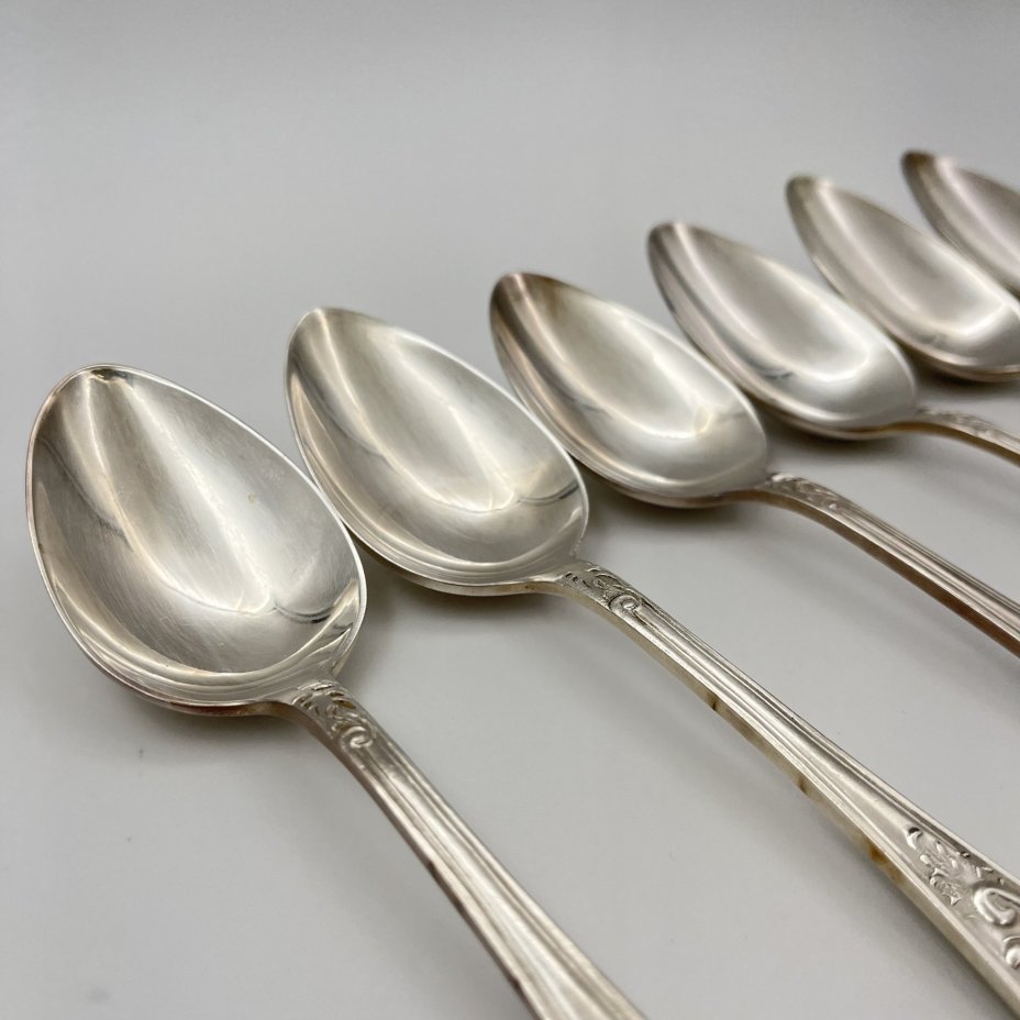 Набор столовых ложек "Пламя" (6 шт.), мНЦ (медь-никель-цинк), Кольчугинский завод цветных металлов, СССР, 1960-1990 гг.