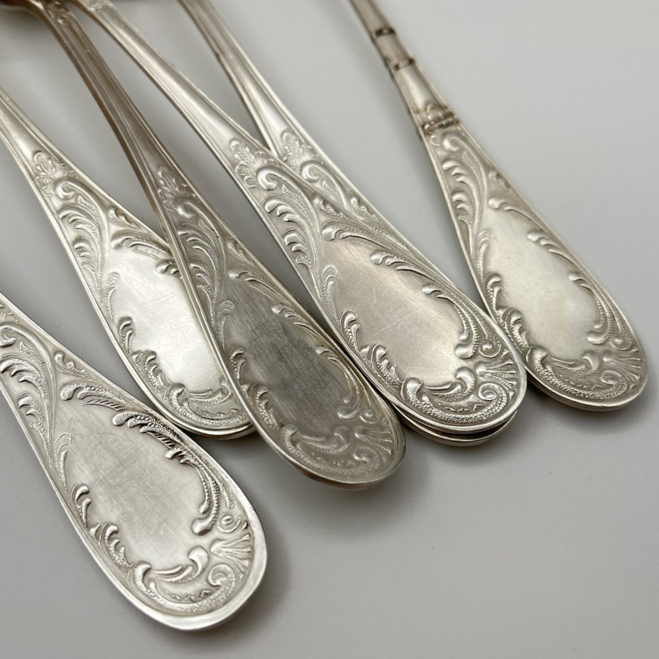 Набор столовых ложек "Пламя" (6 шт.), мНЦ (медь-никель-цинк), Кольчугинский завод цветных металлов, СССР, 1960-1990 гг.